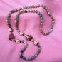 SIMPLY BEAUTIFUL SEMI PRECIOUS EARTH TONE & CLOISONNÉ ENAMEL BEADS 32" LONG !!