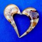 STERLING SILVER WITH REAL FLOWERS SET IN ACRYLIC STYLIZED HEART PIN -LOVELY !!