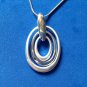 STERLING SILVER 18" CHAIN WITH SATIN & SHINY STERLING 1 1/2"x1" PENDANT NECKLACE
