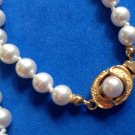 29" LONG X 1/4" STRAND KNOTTED COSTUME WHITE PEARLS WITH PRETTY GOLD TONE CLASP