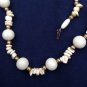 VINTAGE 29" LONG CREAM & GOLD TONE BEADS WITH PIECES OF BONE? CLUSTERS DIFFERENT