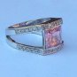 STERLING SILVER PINK AND CLEAR STONE BLING RING SIZE 8