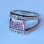 STERLING SILVER PINK AND CLEAR STONE BLING RING SIZE 8