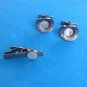 MOTHER OF PEARL TEXTURED SILVER TONE 3/4" CUFF LINK 1 1/2"x1/4" TIE BAR CLASP SET