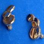 VINTAGE MONET TRIPLE DISK GOLD TONE CLIP ON EARRINGS 1" X 1/2"