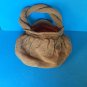 SWEET VINTAGE GOLD CROCHET EVENING BAG 10" x 6" x 4", 12" STRAP. MINOR REPAIR