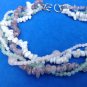 4 STRAND SEMI PRECIOUS STONE NECKLACE PALE GREEN & ROSE QUARTZ, AMETHYST & ? 18"