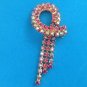 VINTAGE BIG AURORA BOREALIS & PINK RHINESTONE FLOWING DANGLE PIN - JUST STUNNING
