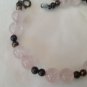ELEGANT STERLING SILVER & ROSE QUARTZ BEADED BRACELET 7" LONG X 3/8" DIAMETER
