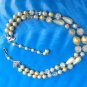 1950's GREENISH-YELLOW TEXTURED, PEARLIZED &CLEAR PLASTIC BEAD 2 STRAND NECKLACE