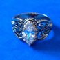 FANCY GOLD TONE CLEAR STONE CIGAR BAND STYLE RING SIZE 8.75 - BEAUTIFUL !!