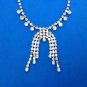 VINTAGE DAZZLING RHINESTONE NECKLACE DANGLING CENTER PIECE UP TO 15" LONG