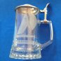 VINTAGE ETCHED RACING SLOOP BOATING COVERED STEIN SERIES 1 OLD SPICE 6.75"H 4"D