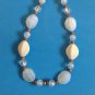 WOOD CREAM COLORED BEADS CLEAR & WHITE BEADED NECKLACE UP TO 18" LONG
