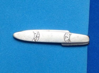 VINTAGE "SPEIDEL" SILVER TONE ENGRAVED TIE CLASP BAR - 1 3/4" X 3/8"