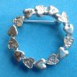 SWEET "GERRY'S" HEART CIRCLE SILVER TONE PIN 1 3/8" IN DIAMETER X 1/4"