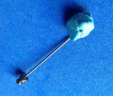 TURQUOISE CHUNK 5/8" X 3/8" ON GOLD TONE STICK PIN 2 1/8" LONG