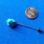 TURQUOISE CHUNK 5/8" X 3/8" ON GOLD TONE STICK PIN 2 1/8" LONG
