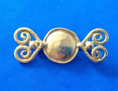 ARTSY GOLD TONE SATIN FINISH PRETTY DESIGN PIN 2 1/2" X 1"