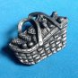 CUTE PEWTER PICNIC BASKET PIN MARKED" MADE IN USA" 1 3/4" X 1 1/4"