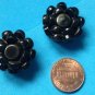 VINTAGE "JAPAN" CLUSTERED BLACK DISK CLIP ON EARRINGS 1" IN DIAMETER