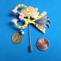 "ROSS" FLYING LADY HAND PAINTED DANGLING COIN 2 1/4" STICK PIN 2 1/2" X 1 1/2"LADY