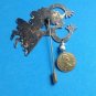 "ROSS" FLYING LADY HAND PAINTED DANGLING COIN 2 1/4" STICK PIN 2 1/2" X 1 1/2"LADY