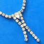 VINTAGE RHINESTONE CHOKER NECKLACE WITH DOUBLE DANGLE 15" X 1/4" - NICE!!