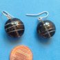 DARK GRAY WITH SOFT BLUE GRAY SWIRL MURANO GLASS? DANGLING PIERCED EARRINGS 1"