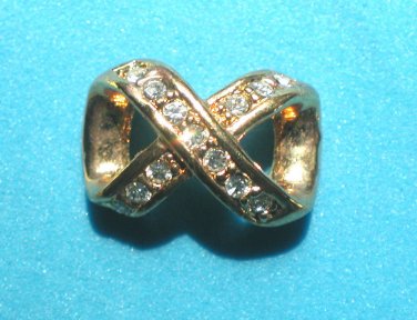 BEAUTIFUL GOLD & CLEAR STONE ETERNITY KNOT SLIDE - COSTUME