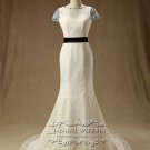 Custom arrival mermaid beading lace cap sleeves wedding dress