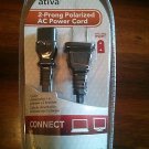 Ativa 2 Prong Polarized AC Power Cable Cord 6 Ft.
