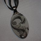 BLACK WHITE SCROLL DAMASK Spoon Pendant / Necklace   Upcycle