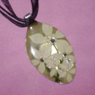 CREAM GOLD FLORAL  Spoon Pendant / Necklace   Upcycle