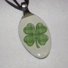 FOUR LEAF CLOVER Spoon Pendant / Necklace   Upcycle IRISH ST PATTYS DAY