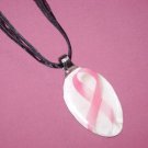 BREAST CANCER PINK RIBBON Spoon Pendant / Necklace   Upcycle