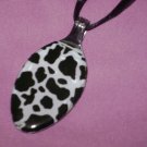 COW PRINT Spoon Pendant / Necklace   Upcycle