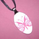 PINK BUTTERFLY Spoon Pendant / Necklace   Upcycle