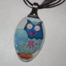 BLUE OWL Spoon Pendant / Necklace   Upcycle