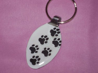 PAW PRINT Spoon Pendant Keychain   Upcycle DOG CAT