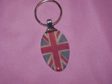 UK BRITISH FLAG Spoon Pendant Keychain   Upcycle