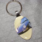 BLUE CLASSIC CAR Spoon Pendant Keychain   Upcycle