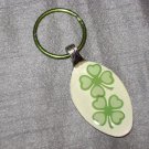 4 LEAF CLOVER ST PATTYS DAY Spoon Pendant Keychain   Upcycle