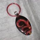 BLACK RED SCROLL Spoon Pendant Keychain   Upcycle