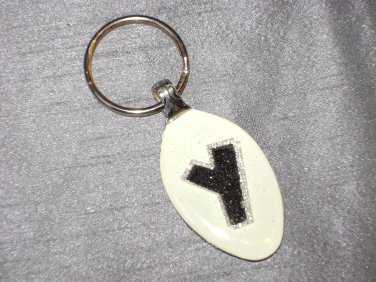 Y INITIAL MONOGRAM Spoon Pendant Keychain   Upcycle