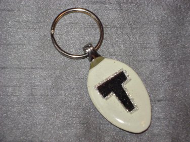 T INITIAL MONOGRAM Spoon Pendant Keychain   Upcycle