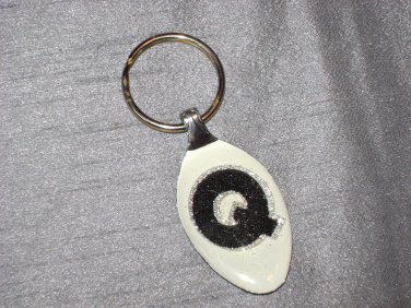 Q INITIAL MONOGRAM Spoon Pendant Keychain   Upcycle