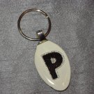 P INITIAL MONOGRAM Spoon Pendant Keychain   Upcycle