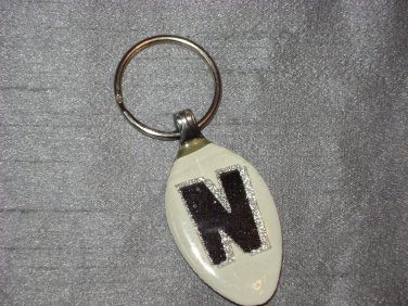 N INITIAL MONOGRAM Spoon Pendant Keychain   Upcycle