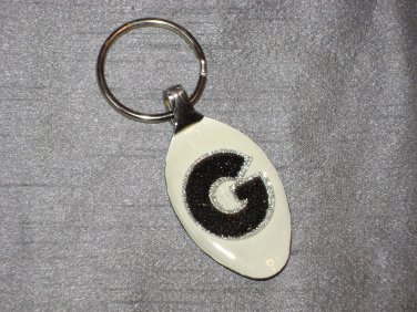 G INITIAL MONOGRAM Spoon Pendant Keychain   Upcycle